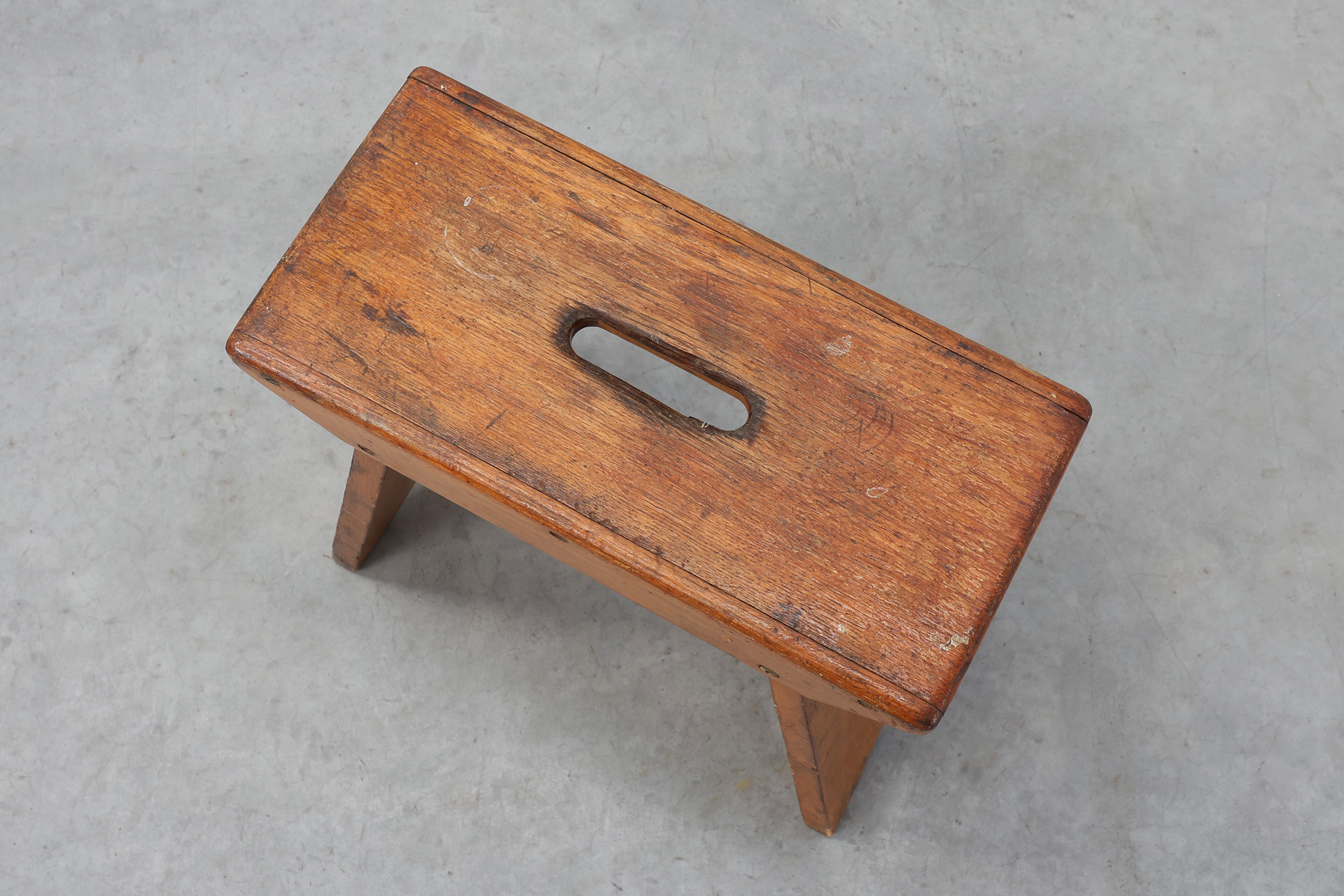 Rustic Pine Stool with Cut-Out Trestle Legs, Sweden, circa 1920thumbnail
